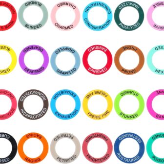 Upgraded ALIZERO DND Miniatures Condition Rings - 96 D&D Status Effect Markers in 24 Frequently Used Conditions - Pathfinder and Dungeons & Dragons Accessories - Premium Storage Box with Foam Padding - Image 3