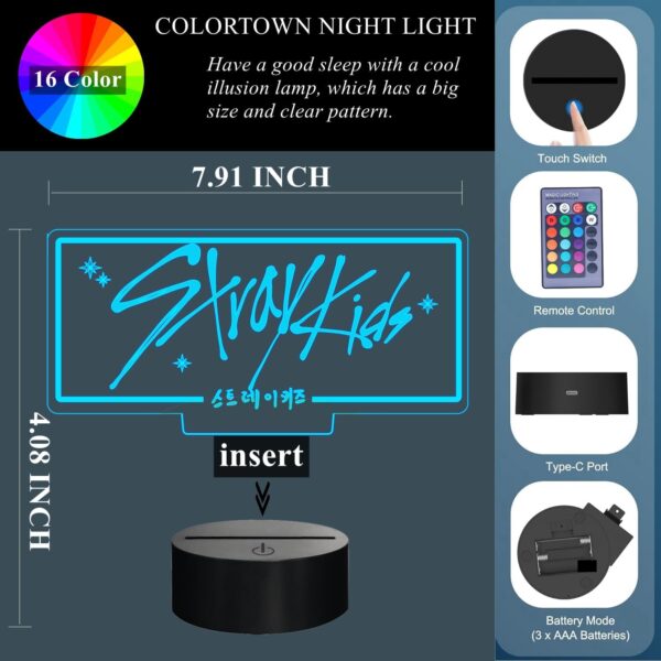 Music Merch, 3D Night Light - 16 Colors Adjustable Night Light with Remote, Dim, Fans Gifts for Christmas Birthday Boys Girls - Image 6