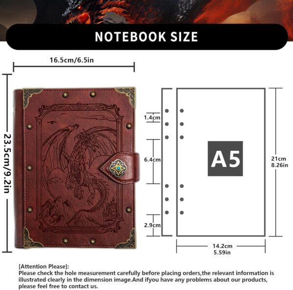 DUROTAN DND Dragon Journal Notebook,Unique A5 Binder 400 Page For Dungeons and Dragons Gift D&D Accessories Sketchbooks Daily Diary - Image 4