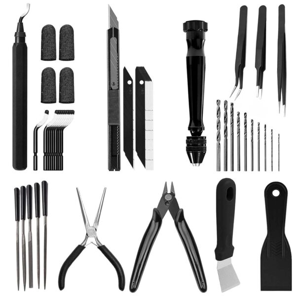 3D Printer Tools Kit Essential, 3D Printing Tools Kit, 3D Printer Accessories, Deburring Tool, Wire Cutter, Drill, Scraper for Remove, Smoothing, Finishing, Deburring, Craving, Drilling - Image 2