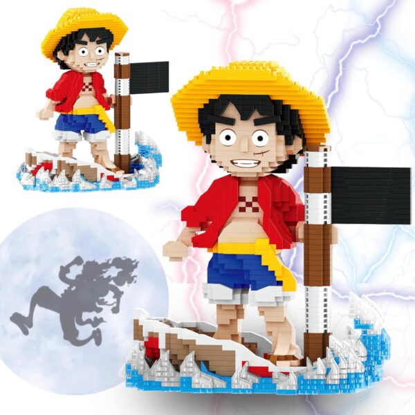 One Piece Anime Figure Monkey D.Luffy Building Kit, Classic One Piece Merch Hero Character Statue Stacking Blocks Not Compatible with Lego, Creative Christmas Decor Gift for Kid, Adult (1745PCS) - Image 2