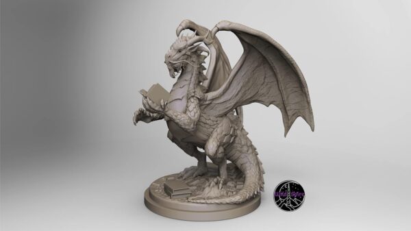 Fantasy Bookish Dragon Paintable DND Miniature Huge 6" D&D Dragon Mini 28-32mm Dungeons and Dragons Figure for Fantasy Tabletop Miniatures and Accessory, Partially Assembled for TTRPG - Image 4