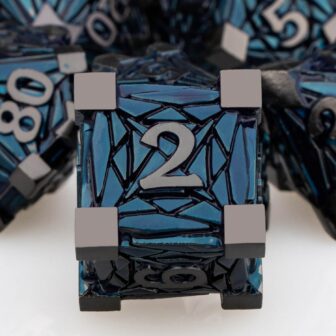 7PCS Metal DND Dice Set Black Blue D&D Dice with Box, Debris RPG D and D Dice Dungeons and Dragons Role Playing Game Polyhedral Dice Set D20 D12 D10 D8 D6 D4 - Image 4