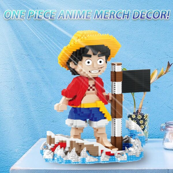 One Piece Anime Figure Monkey D.Luffy Building Kit, Classic One Piece Merch Hero Character Statue Stacking Blocks Not Compatible with Lego, Creative Christmas Decor Gift for Kid, Adult (1745PCS) - Image 6