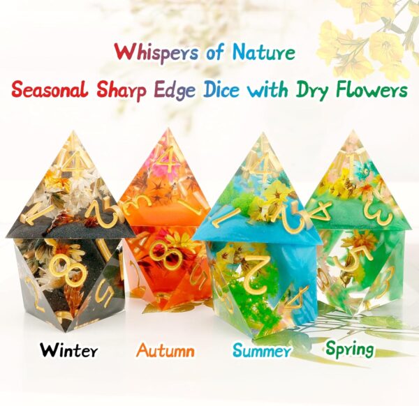 Haxtec DND Dice Set Sharp Edge Resin Dice Set with Dice Case, Flower D and D Dice, Polyhedral D&D Dice Set for Dungeons and Dragons TTRPGs DND Gift - Image 7