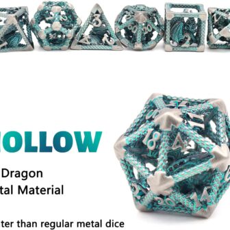 D&D Hollow Metal Polyhedral Dice Set for RPG and Tabletop Games - 3D Silver Blue - Image 4
