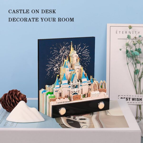 3D Memo Pad Art Sticky Notes, Fantasy Castle Notepad 3D Paper Card Craft Multicolor Self Sticky Note Pads Character Silhouette Desk Decoration DIY Creative Gift - Image 4