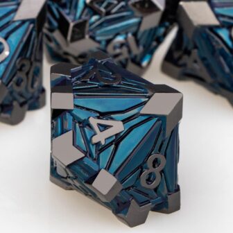 7PCS Metal DND Dice Set Black Blue D&D Dice with Box, Debris RPG D and D Dice Dungeons and Dragons Role Playing Game Polyhedral Dice Set D20 D12 D10 D8 D6 D4 - Image 5