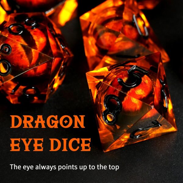 Dragon Eye Dungeons and Dragons Dice, Liquid Core Dice Set D&D Sharp Edge Resin Dice Polyhedral Beholder's Ttrpg Die Role Playing RPG D and D Dice (Brown Black) - Image 3