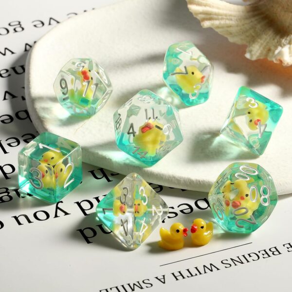 Duck DND Resin Dice, DNDND 7PCS Dungeons and Dragon Dice Set with Velvet Bag for D&D Role Playing Games and Tabletop Games（Duck - Image 3