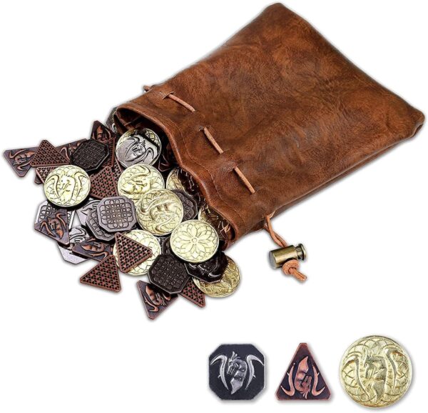 Byhoo 60 PCS DND Coins, Gold, Silver and Copper Coins in Metal Coins, Fantasy Coins for Board Games, Fake Coins for Games Tokens, Role-Playing Coins of Dungeons and Dragons - Image 2