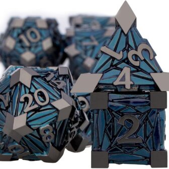 7PCS Metal DND Dice Set Black Blue D&D Dice with Box, Debris RPG D and D Dice Dungeons and Dragons Role Playing Game Polyhedral Dice Set D20 D12 D10 D8 D6 D4 - Image 3