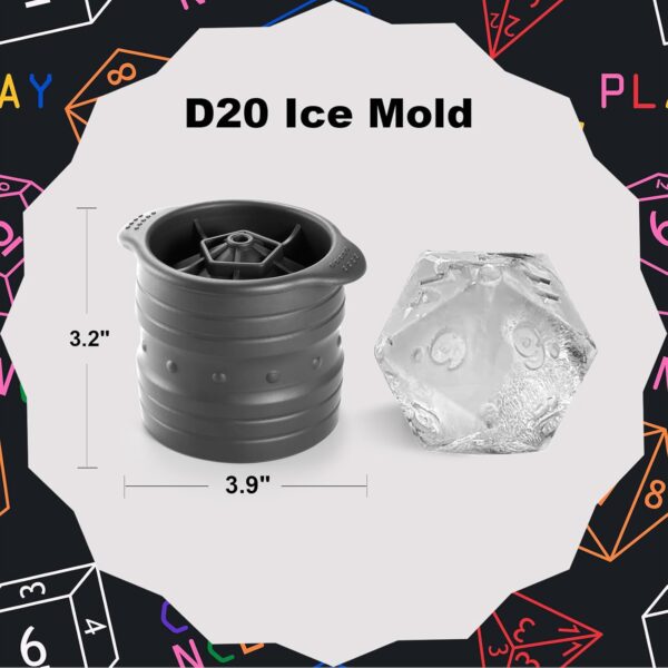 Nax Caki D20 Dice Ice Mold, DND Gamer Gifts for Men Women, Cool Christmas Stocking Stuffers Ideas for Adults TTRGP Lover, Large Silicone D&D Accessories Ice Cube Tray for Cocktails,Bourbon,Whiskey - Image 6