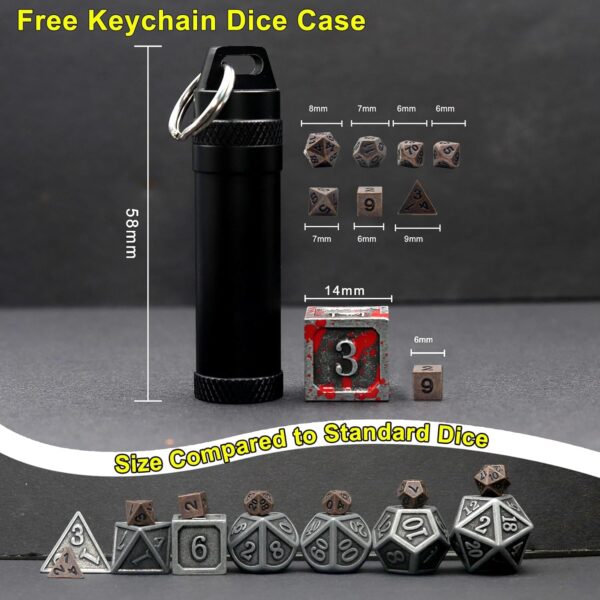 Haxtec Mini Dice Set Tiny Small Metal DND Dice Set with Portable Keychain Dice Case Dungeons Master Gifts Metal Dice Set for DND Gift Thoughtful Christmas Gift Stocking Stuffers - Image 5