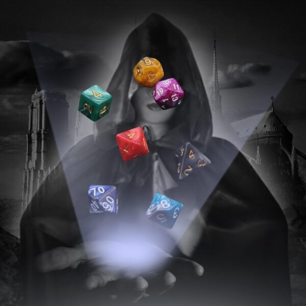 7 Sets (49PCS) Acrylic Polyhedral Dice Set for Dungeons & Dragons/RPG – Complete D&D/DND Dice Sets (D20, D12, D8, D6, D4 & 2×D10 [0-9 & 00-90]) with 7 Pouches - Image 7