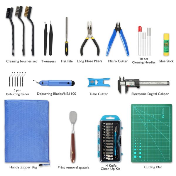 45 Pieces 3D Printer Tools Kit, 3D Printing Accessory Includes Deburring Tool, Digital Caliper, Art Knife Set, Tube Cutter, Storage Bag Suitable for 3D Print Removing, Cleaning, Finishing - Image 3