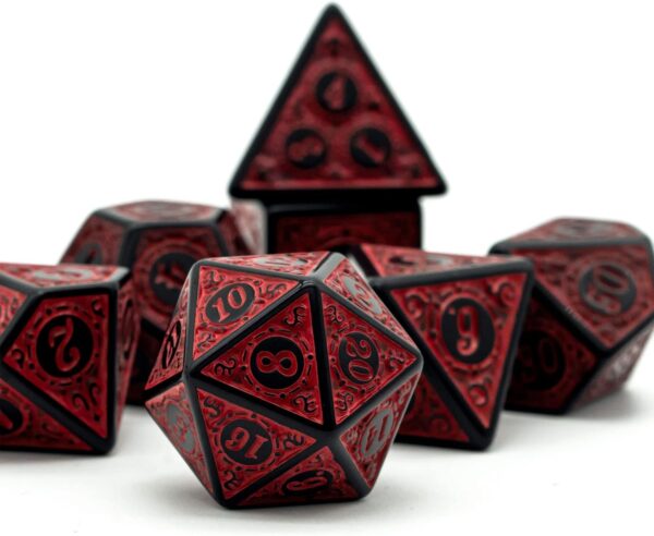 DND Dice Set-D&D Polyhedral Dice (7 Pcs) with Leather Dice Bag for Dungeons and Dragons Role Playing Dice Games RPGs (Red with Black Edge) - Image 4