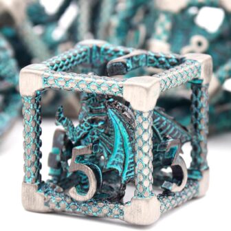 D&D Hollow Metal Polyhedral Dice Set for RPG and Tabletop Games - 3D Silver Blue - Image 2