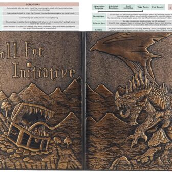 DND Faux Leather Dungeon Master Screen and Initiative & Combat Trakers with Insert Cards - Image 3