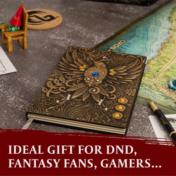 DND Notebook / Journal, Unique 200 Page Book with 3D Bronze Dragon Embossed Faux Leather Cover with Pen- Ideal for Dungeons & Dragons / D&D. Great RPG Accessories Gift for DM's & Players, Men or Women - Image 7