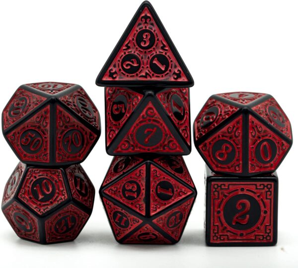 DND Dice Set-D&D Polyhedral Dice (7 Pcs) with Leather Dice Bag for Dungeons and Dragons Role Playing Dice Games RPGs (Red with Black Edge) - Image 2