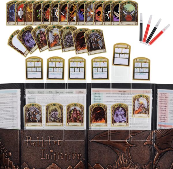 DND Initiative & Combat Tracker Set of 6PCS Erasable Acrylic Top on Screen with Character, Monster Insert Cards DM Tools, Accessories for Dungeons and Dragons, Pathfinder, TTRPGs - Image 2