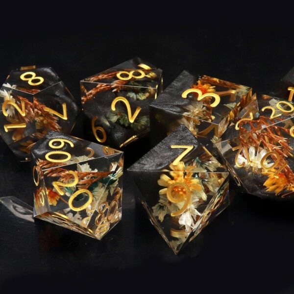 Haxtec DND Dice Set Sharp Edge Resin Dice Set with Dice Case, Flower D and D Dice, Polyhedral D&D Dice Set for Dungeons and Dragons TTRPGs DND Gift - Image 6