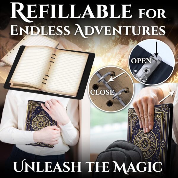 Magic Refillable Notebook Journal Binder for DND: A5 Story Forge 400 Pages (200 Sheets) with Worn Ancient Magic Design for DND or Fantasy Enthusiasts - Perfect for Dungeons and Dragons (D&D) - Image 6