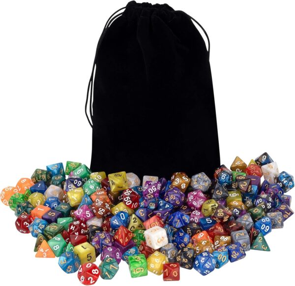 DND Double-Colors Polyhedron Dice Set for Dungeons and Dragons D&D RPG MTG Table Games D4 D6 D8 D10 D% D12 D20 25 Colors Dice with 1 Large Flannel Bag, 25 x 7 (175 Pieces) - Image 8