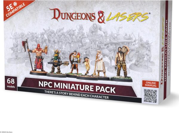 Dungeons & Lasers NPC DND Miniatures Pack - 68 Figurines with Scenic Bases for 5E Compatible Tabletop RPG Games - 28MM Unpainted and Unassembled - for Ages 14 Years + - Image 2