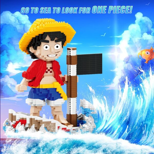 One Piece Anime Figure Monkey D.Luffy Building Kit, Classic One Piece Merch Hero Character Statue Stacking Blocks Not Compatible with Lego, Creative Christmas Decor Gift for Kid, Adult (1745PCS) - Image 5