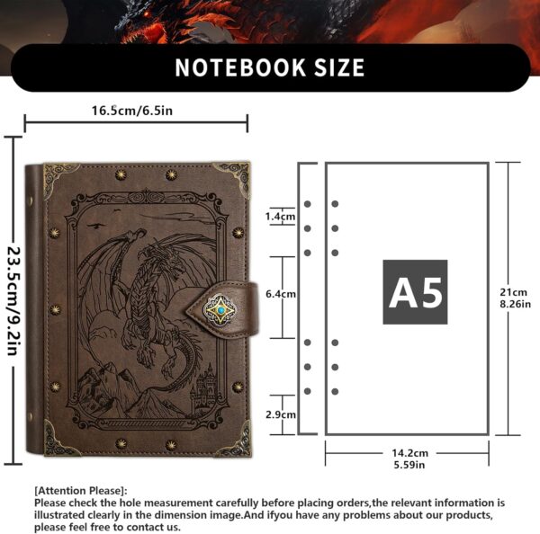 DUROTAN DND Journal Dragon Notebook A5 Binder Diary 400 Pages For D&D Gift Set Dungeons and Dragons Accessories Role Playing Games DM & Players RPG - Image 4