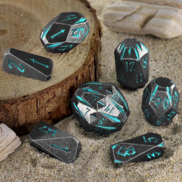 Dungeons and Dragon Dice of 7, Metal Dice Set D&D Polyhedral DND Dice Set with Cardboard Box Unique Cool Stonehenge Theme RPG Dice for Role Playing Games Gifts (Blue) - Image 7