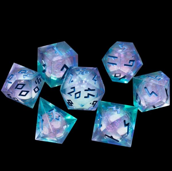 HEIMDALLR Liquid Core Dice Set with First Ever LED Display Case - 7-PC Hand-Painted Sharp Edge DND Dice Set with Gift Dice Box - Resin Dungeons and Dragons Dice Set (D&D Dice Set) (Aurora) - Image 7