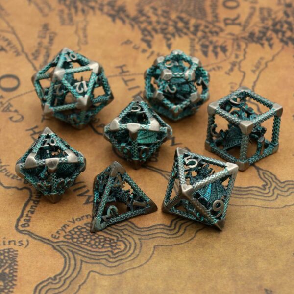 D&D Hollow Metal Polyhedral Dice Set for RPG and Tabletop Games - 3D Silver Blue - Image 7