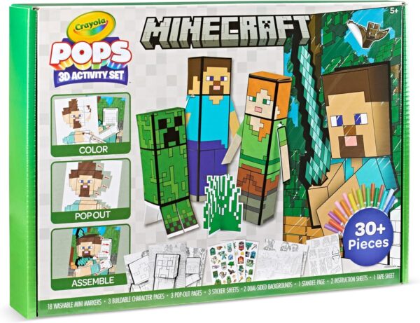 Crayola Minecraft, POPs 3D Kids Art Set, Coloring Book Alternative, Gift for Boys & Girls, Ages 6+ - Image 3