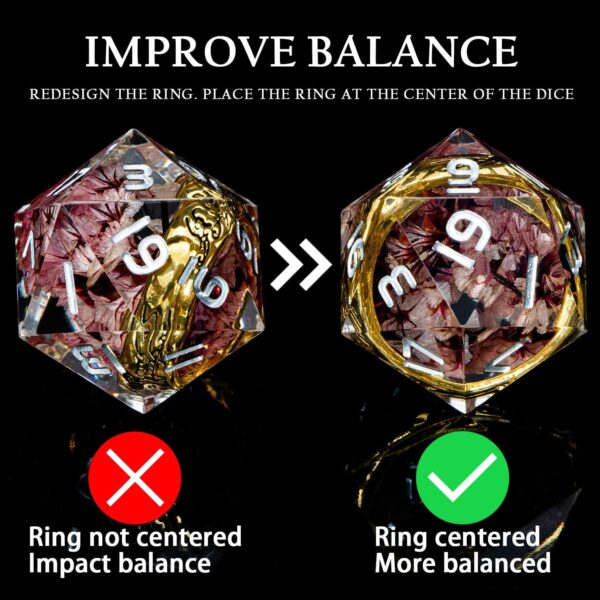 Magic Lord of The Rings DND Dice Set Sharp Edge Resin Dice with Case, Pink Flower D&D Dice RPG Role Playing Games, Dungeons and Dragons D and D Dice Polyhedral Dice Set D20 D12 D10 D8 D6 - Image 7