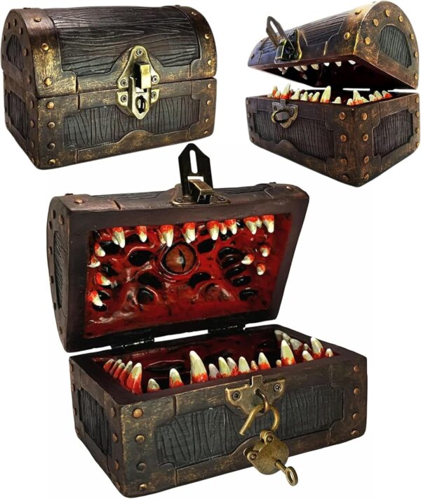 Galdor's Guild Mimic Dice Chest Storage Box | Free Lock & Key | Compatible with Dungeons & Dragons Players, Dungeon Master/DM RPG Gaming | Holder Vault Case | Holds 4 Polyhedral Sets (Regular) - Image 2