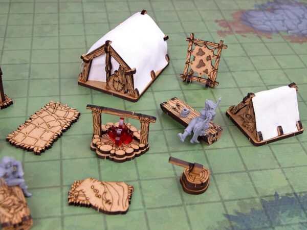 TowerRex Adventurers Camp D&D Furniture Terrain 3D Modular Tabletop Battle Mat - DND Accessories for Dungeons & Dragons, Pathfinder, Warhammer - Wargaming Scatter Terrain for 25mm 32mm 28mm Miniatures - Image 8