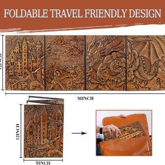 DND Dungeon Master Screen 3D Faux Leather,4 Panel Game Master Screen with Pockets DM Screen for DM Game Accessories Gift,Dungeons and Dragon,Pathfinder,D&D - Image 6