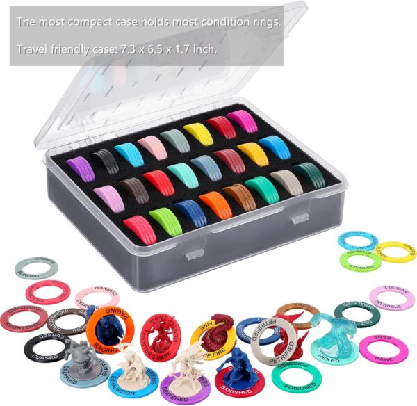 Upgraded ALIZERO DND Miniatures Condition Rings - 96 D&D Status Effect Markers in 24 Frequently Used Conditions - Pathfinder and Dungeons & Dragons Accessories - Premium Storage Box with Foam Padding - Image 8