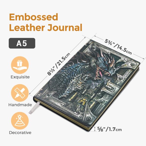 DND Dungeons and Dragons Journal Notebook - 3D Embossed Leather Journal Dragon Journal with Lined Paper Cool DND Notebook Accessories DND Gifts for Women & Men & Nerdy (A5,Multicolor) - Image 5