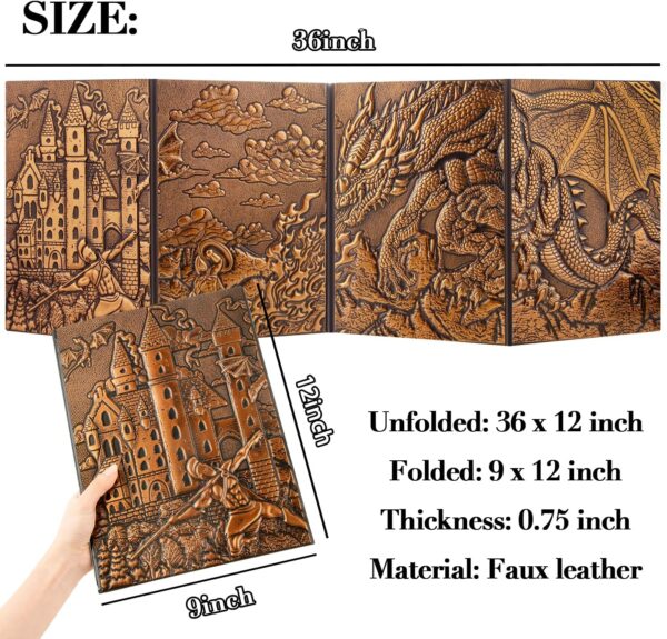 DND DM Screens 5e-Embossed Dungeons and Dragons Screen Foldable Design, Four-Panel with Pockets Dungeon Master Screen, Compatible with Rich Graphics for Dungeon Master Gifts - Image 6