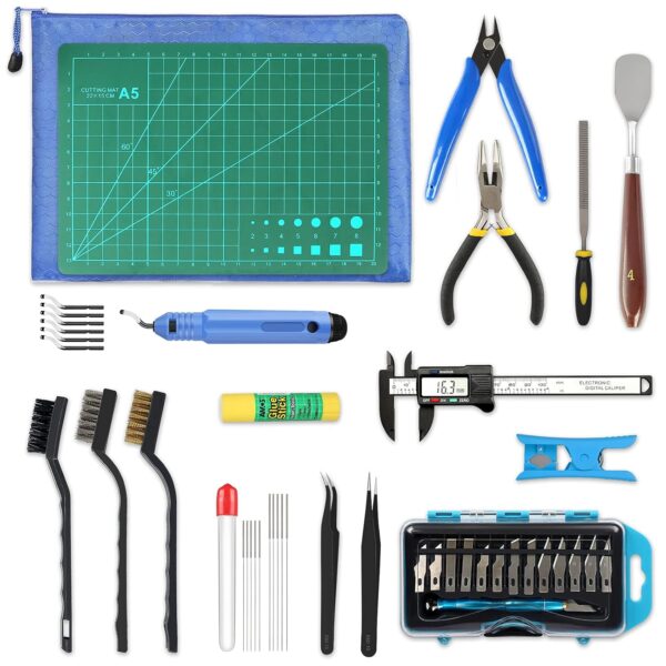 45 Pieces 3D Printer Tools Kit, 3D Printing Accessory Includes Deburring Tool, Digital Caliper, Art Knife Set, Tube Cutter, Storage Bag Suitable for 3D Print Removing, Cleaning, Finishing - Image 2