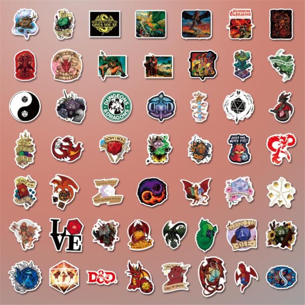 100PCS Dungeons D&D Dragons Stickers Gifts WOF Dragon Fantasy Stickers for Kids Adults, Asverbet Waterproof Vinyl Decals Stickers for Water Bottle Laptop Guitar Phone - Image 4