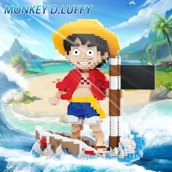 One Piece Anime Figure Monkey D.Luffy Building Kit, Classic One Piece Merch Hero Character Statue Stacking Blocks Not Compatible with Lego, Creative Christmas Decor Gift for Kid, Adult (1745PCS) - Image 3