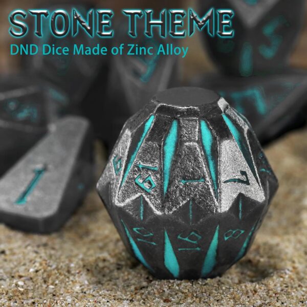 Dungeons and Dragon Dice of 7, Metal Dice Set D&D Polyhedral DND Dice Set with Cardboard Box Unique Cool Stonehenge Theme RPG Dice for Role Playing Games Gifts (Blue) - Image 4