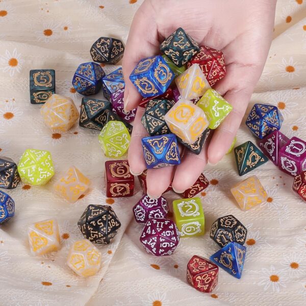 CiaraQ DND Dice Sets - 49pcs Polyhedral Dice, 7 Sets D&D Dice with Pouches, D4 D6 D8 D10 D% D12 D20 Dice for Dungeons and Dragons DND RPG MTG Table Games - Image 5