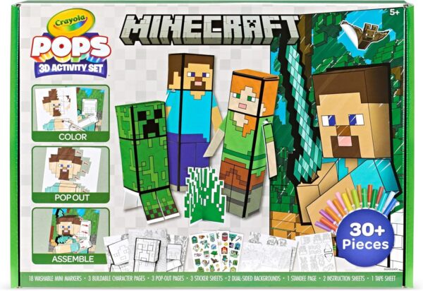 Crayola Minecraft, POPs 3D Kids Art Set, Coloring Book Alternative, Gift for Boys & Girls, Ages 6+ - Image 2