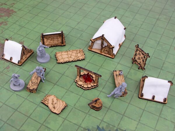 TowerRex Adventurers Camp D&D Furniture Terrain 3D Modular Tabletop Battle Mat - DND Accessories for Dungeons & Dragons, Pathfinder, Warhammer - Wargaming Scatter Terrain for 25mm 32mm 28mm Miniatures - Image 9